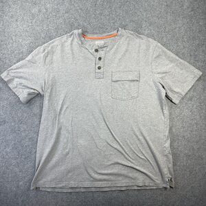 Duluth Trading Co Shirt Mens XL Gray Spillfighter Longtail Henley Pocket Tee